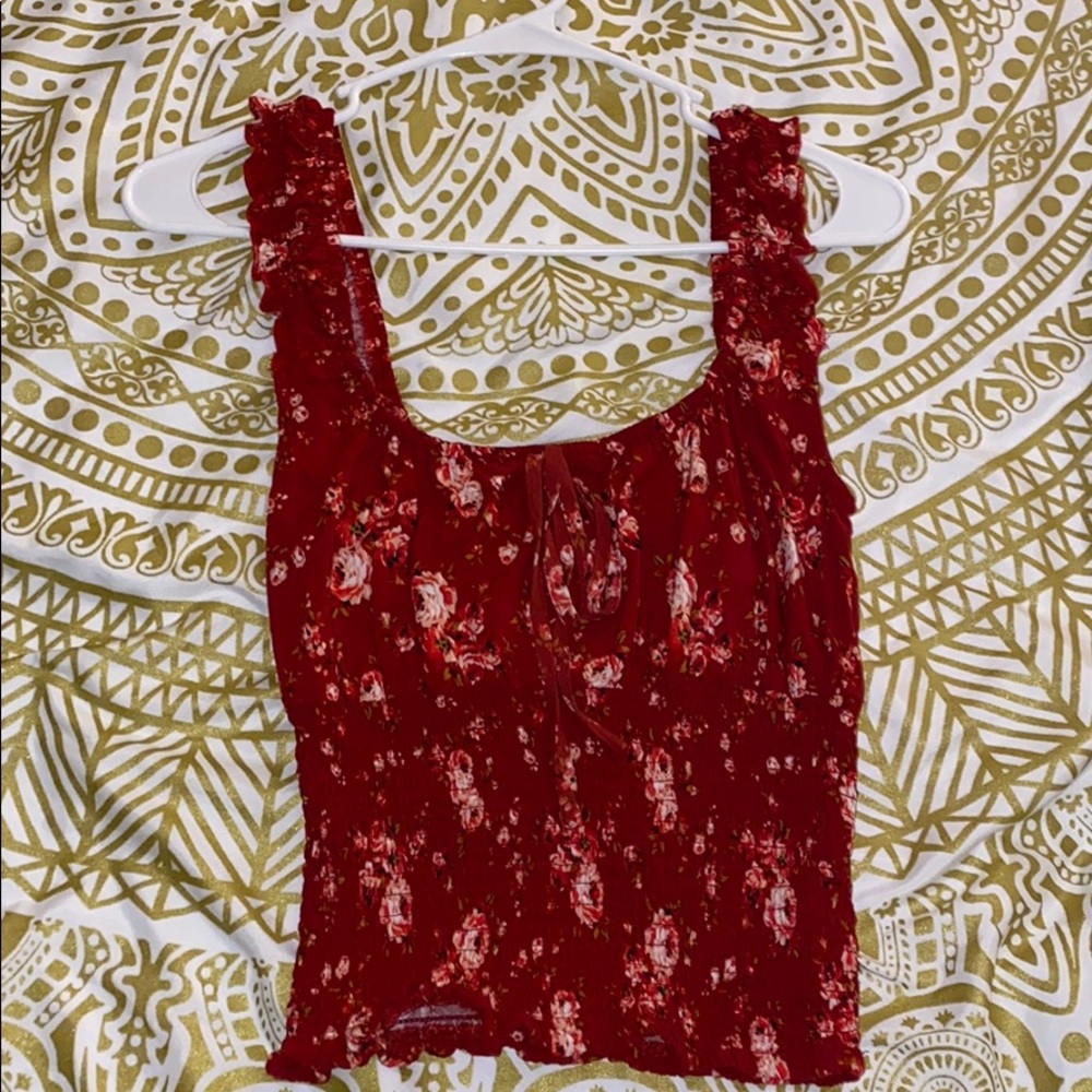 Red floral crop top